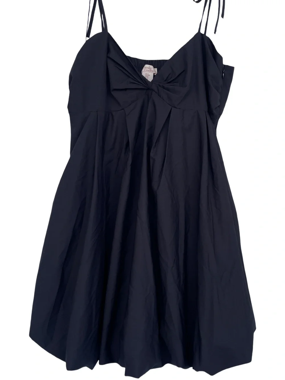 Camila Coelho Black Mini Dress with Front Knot & Tie Straps